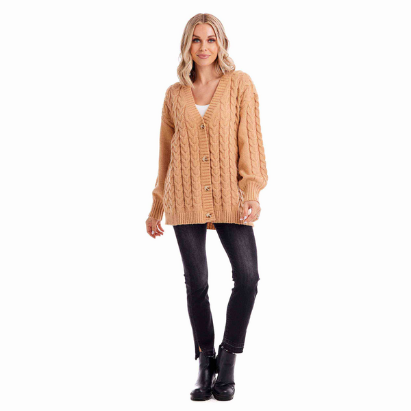 Vivia Textured Cardigan Tan-ML