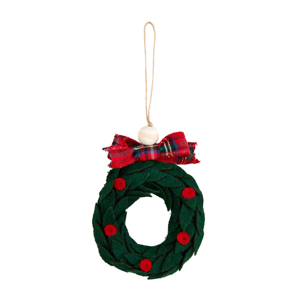 Green Wool Tartan Ornaments