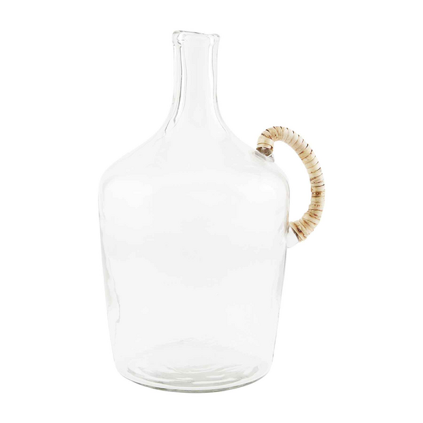 Small Glass Jug with Wicker Handle
