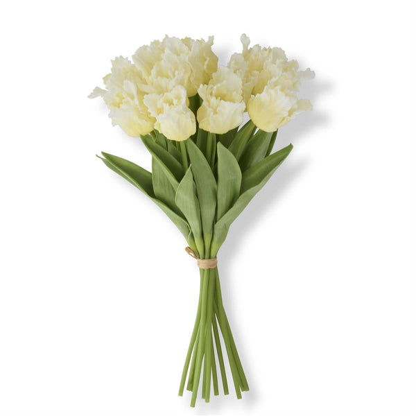 Light Yellow Real Touch Parrot Tulip Bundle Stems