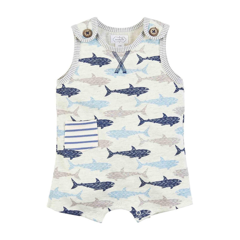 Shark Printed Romper - 3 - 6 Month