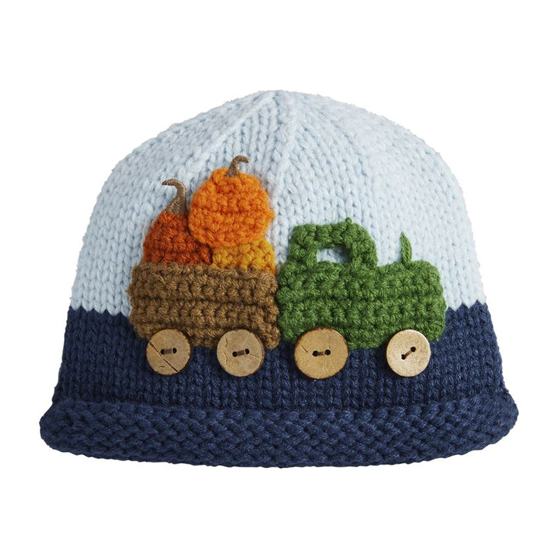 Pumpkin Tractor Knit Hat - 6 - 18 month