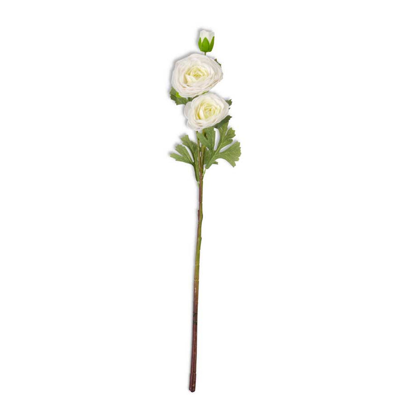 White Triple Bloom Real Touch Ranunculus Stem - 24 Inch