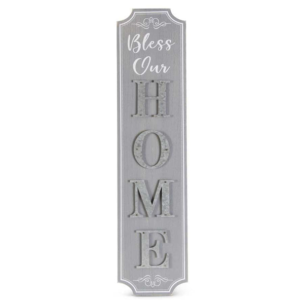 Gray Wood with Tin Bless Our Home Sign
