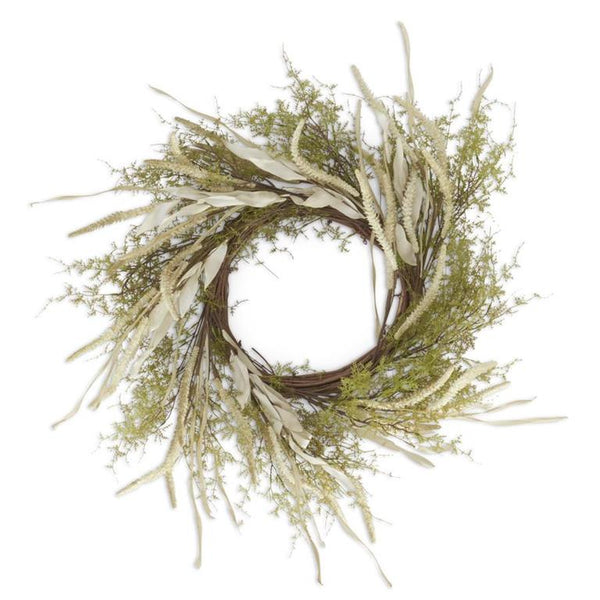 Green Asparagus Foliage w/ Eva Leaves & Berry Spikes Wreath - 59 inch