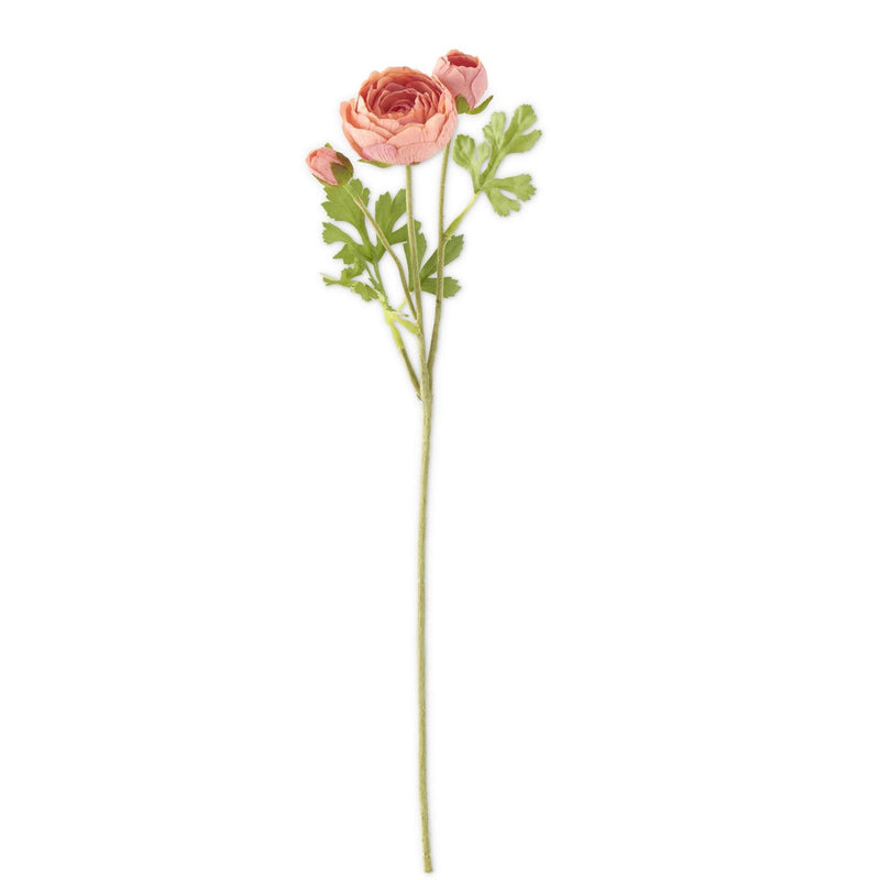 Coral Real Touch 3 Head Ranunculus Stem - 23 inch