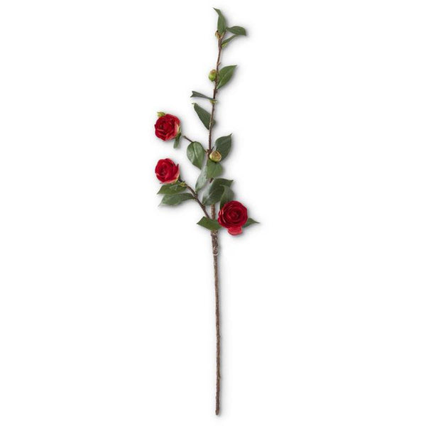 Red Camellia Stem - 30 Inches