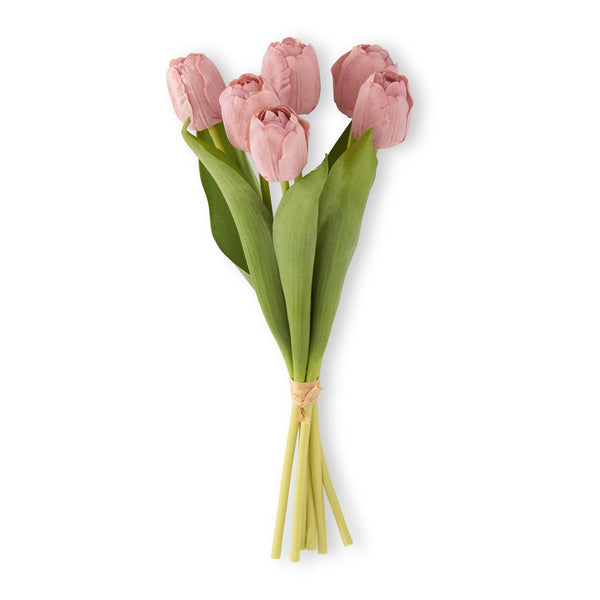 Coral Real Touch Tulip Bundle - 13 Inch
