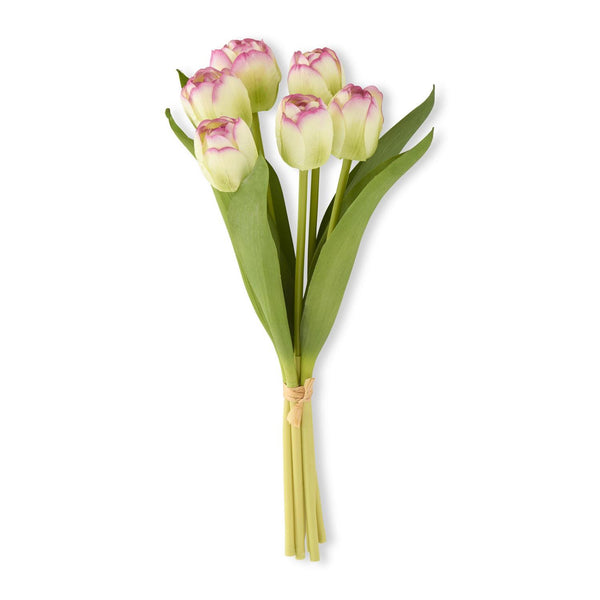 Green with Purple Real Touch Tulip Bundle - 13 Inch