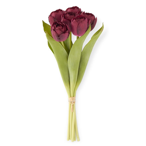 Red (Wine)Real Touch Tulip Bundle - 13 Inch