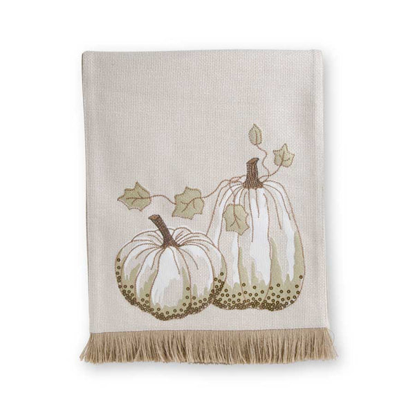 Cream Table Runner with Embroidered