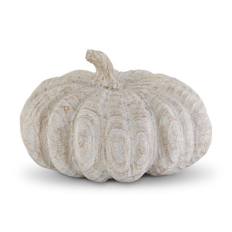 Whitewashed Wood Look Pumpkin - 9.25 inch