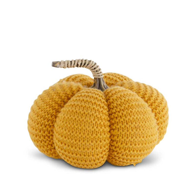 Golden Yellow Knit Stuffed Pumpkin