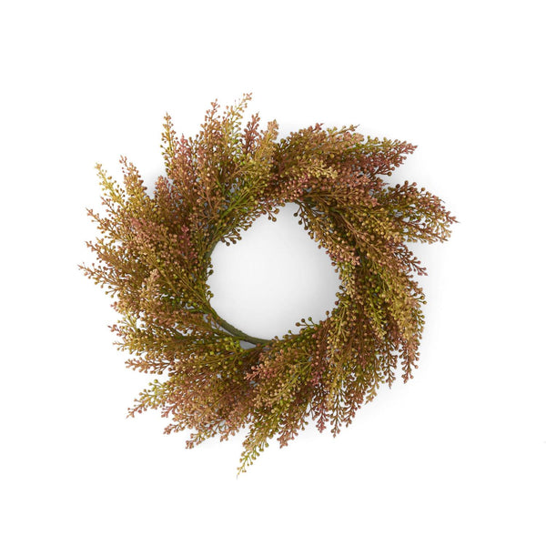 Wreath - Green and Orange Fall Seeded Lilac - 17 Inch