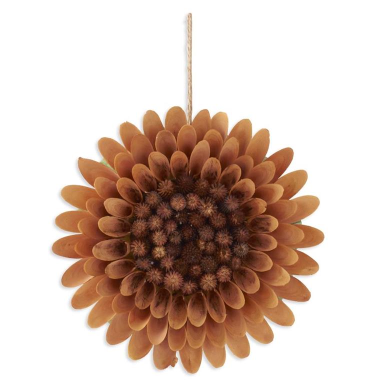 Golden Yellow Shaved Wood and Dried Flower - 12inch