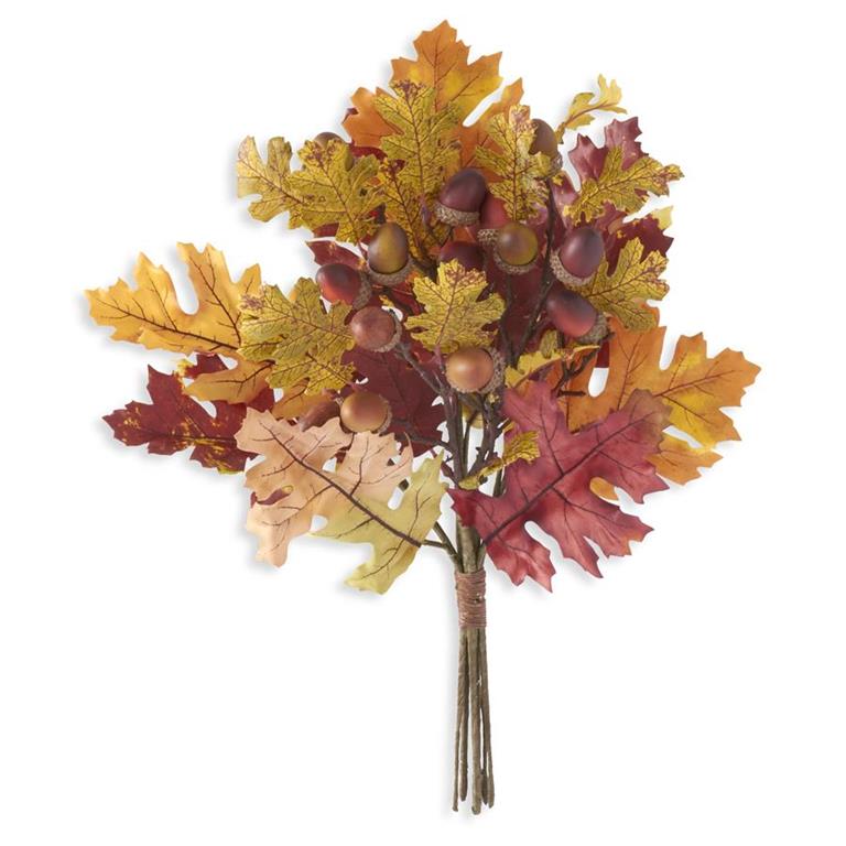 Multi Color Fall Oak Leaves Bundle - 18 inch