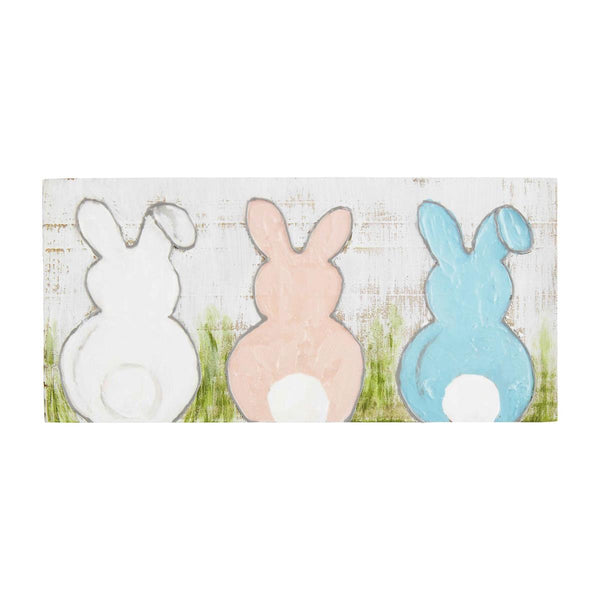 Bunnies Painted Easter Plaque