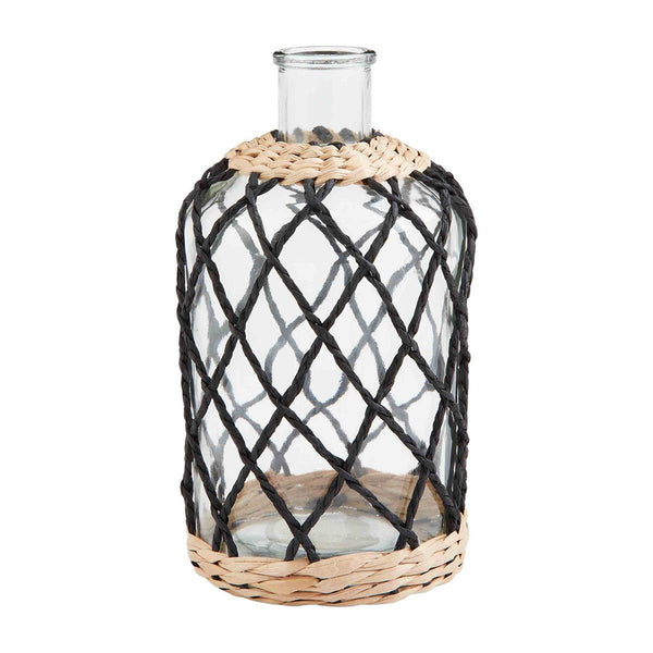 Large Black Wrapped Glass Vase