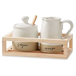Stoneware Cream and Sugar