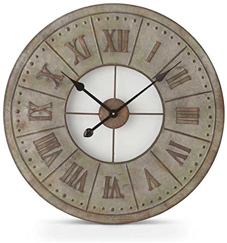 Round Tin Clock with Rusty Roman Numerals - 23.5inch