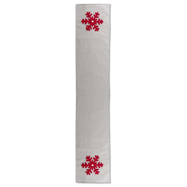 Gray Cotton Runner with Red Snowflake