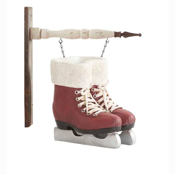 7 Inch Red Resin Pair of Ice Skates Arrow
