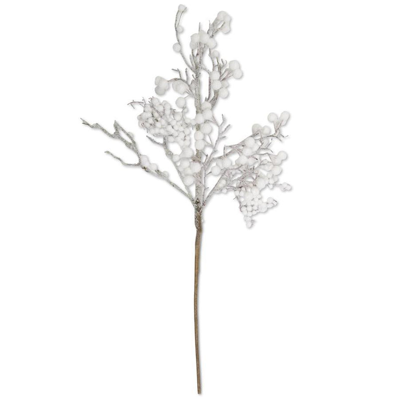 White Flocked Berry Stem - 30 Inch