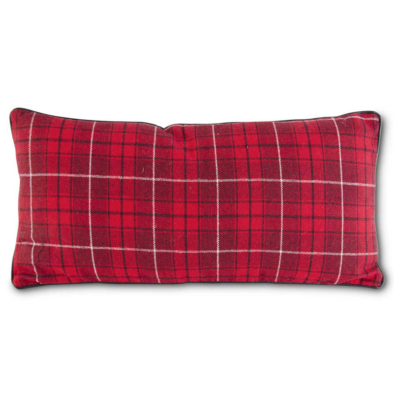 Red Black and White Plaid Rectangular Pillow