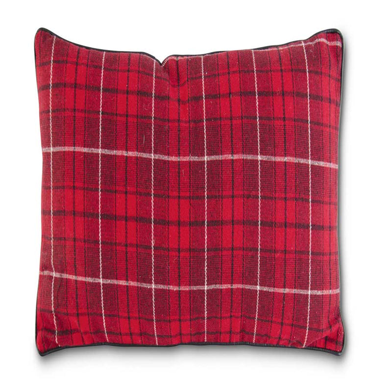 Red Black and White Plaid Square Pillow
