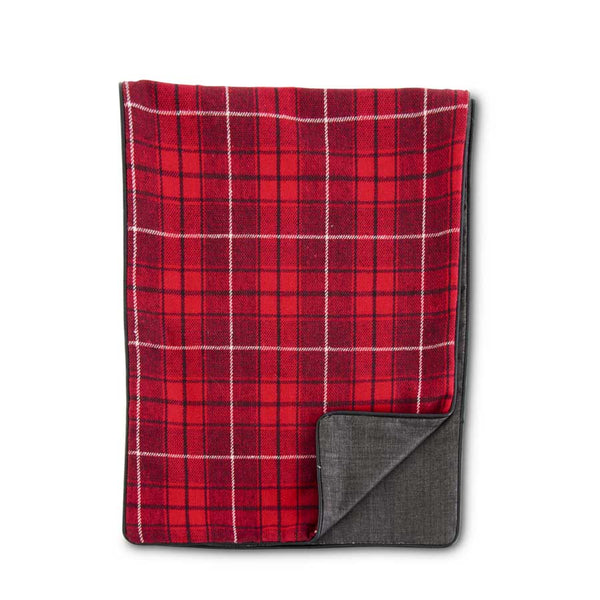Black White Red Plaid Runner - 70 Inches