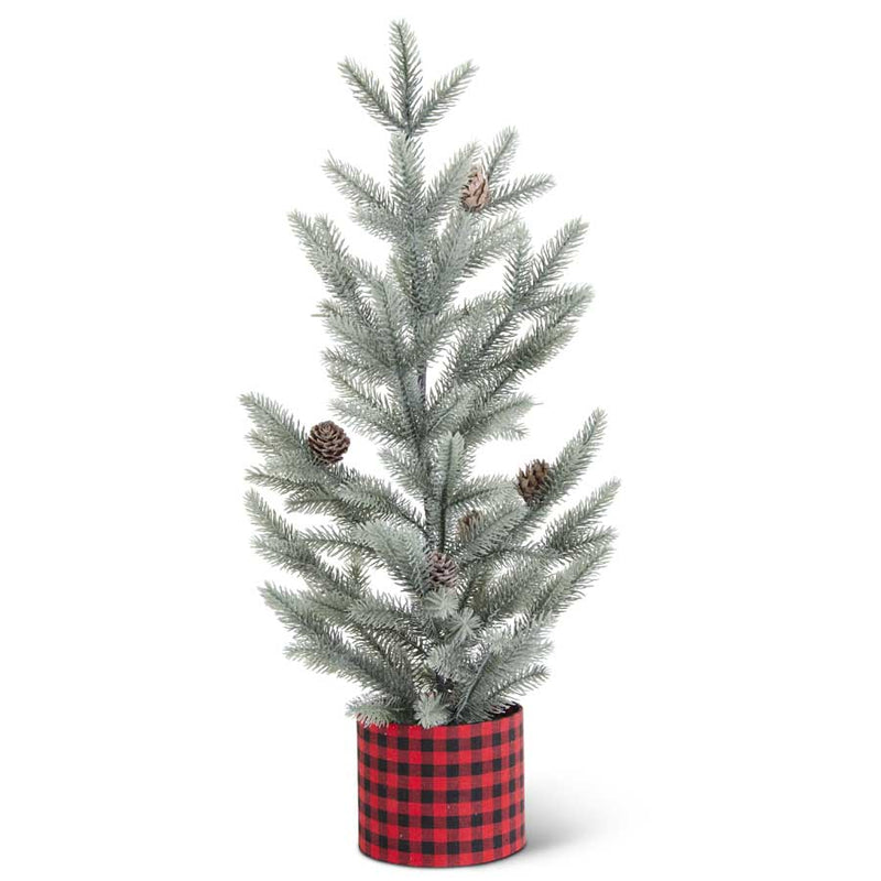 Blue Spruce Tree with pinecone in Red & Black Buffalo Check