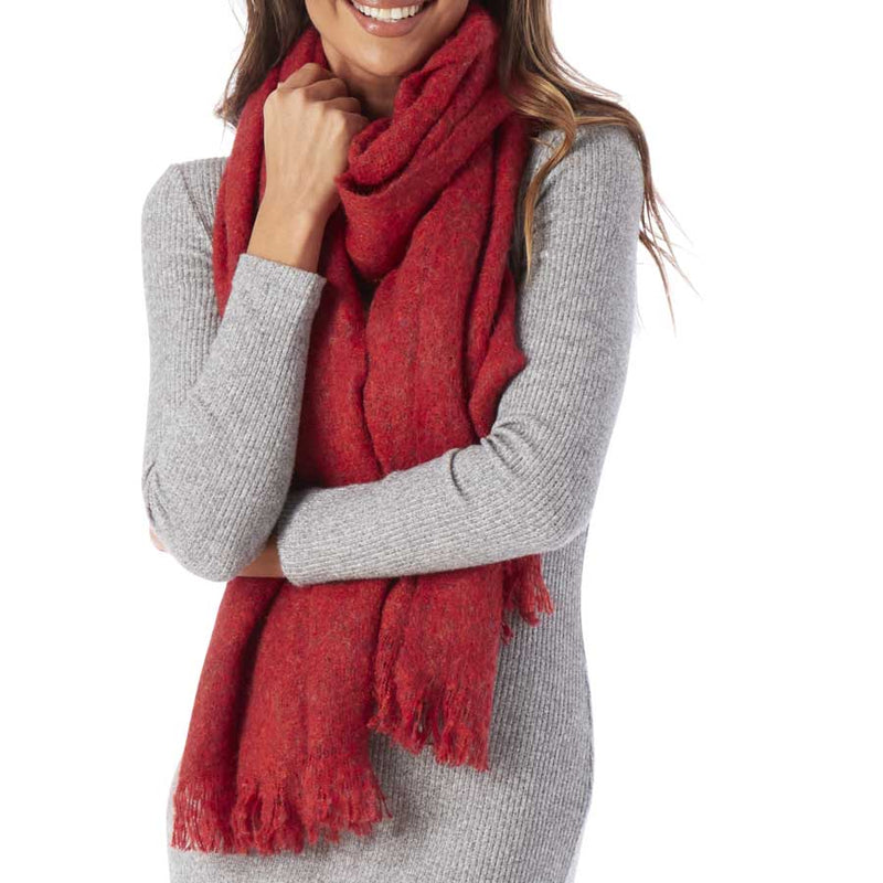 Red Woven Soft Touch Scarf with Fringe