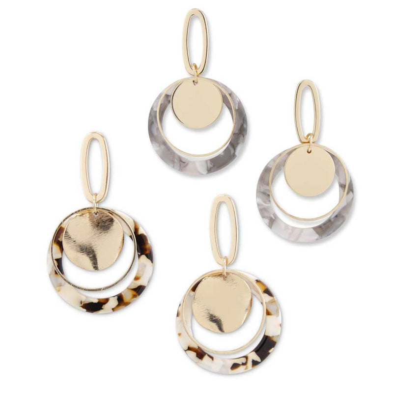 Assorted Acrylic Speckle Circle Earrings (2 Colors)