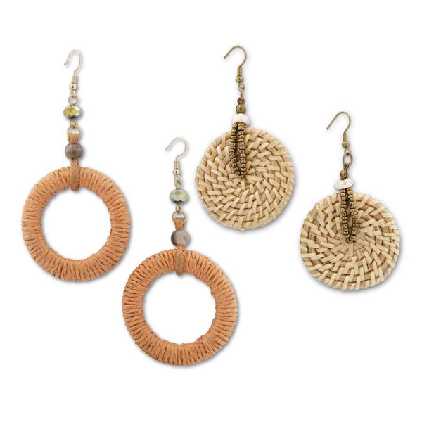 Rust Colored Wicker Hoop Earrings