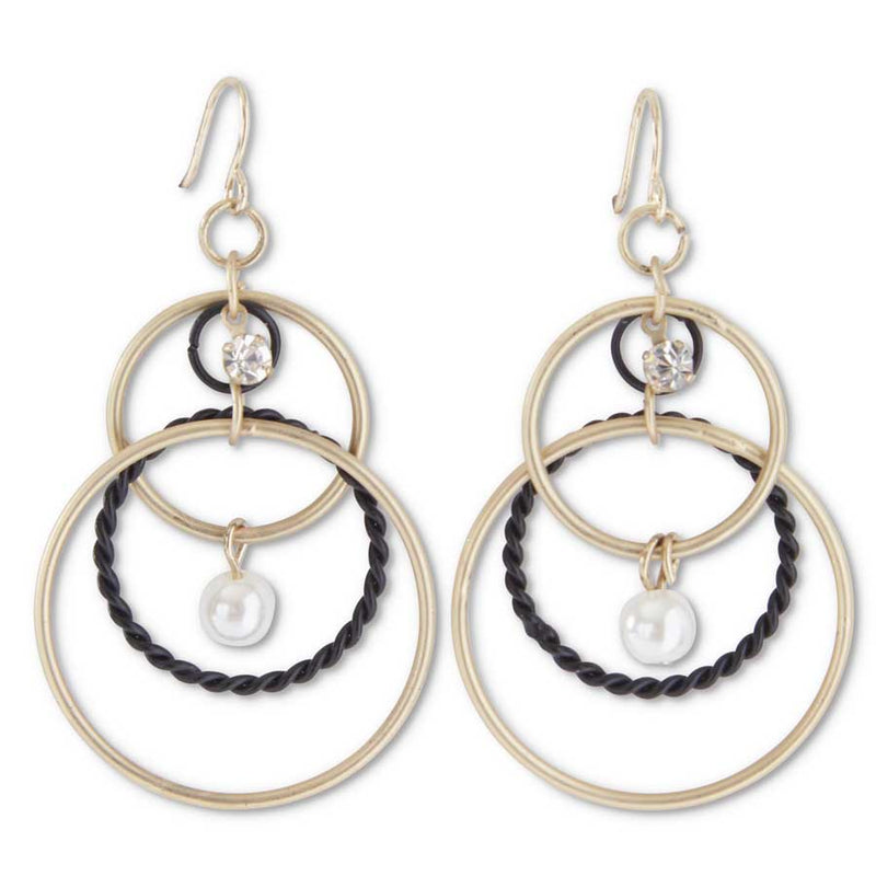 Tripe Hoop Earring With Pearl