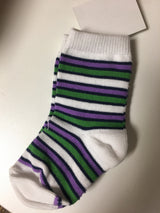 0-12 month Assorted white socks with green and purple designs