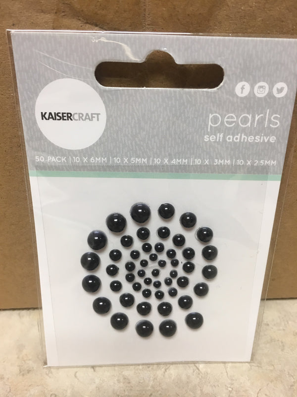 Black Pearl - Self Adhesive Rhinestones - 50 Count