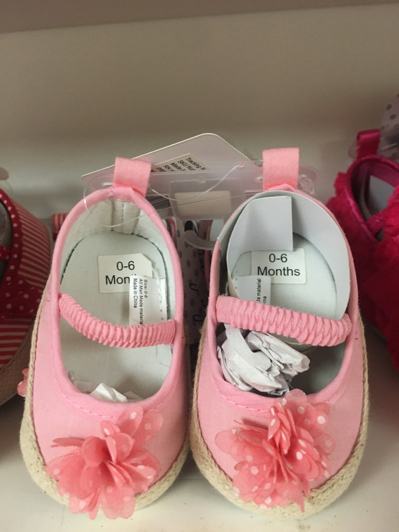 Assorted 0-6,6-12,12-18 month Pink Girls Shoes With Flower