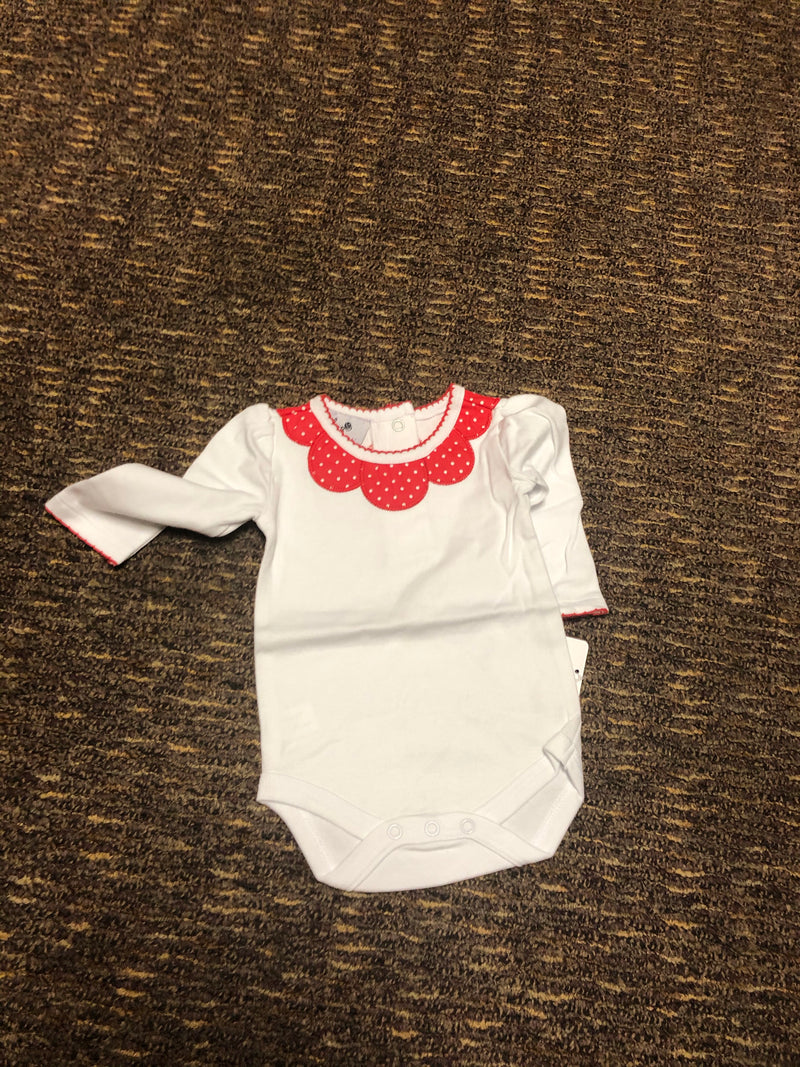 Red Applique Long Sleeve One Piece - 6 - 12 Month