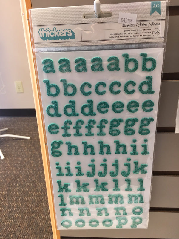 Teal Glitter Foam Alphabet and Numbers - Mermaid - Self Adhesive