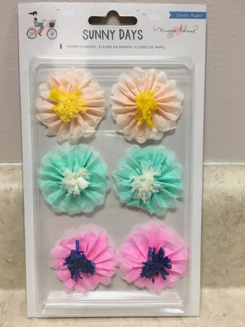 Sunny Days - Paper Flowers - 6 Pieces