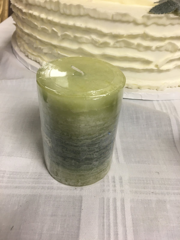 Strata Scented 4" Pillar Candle Green