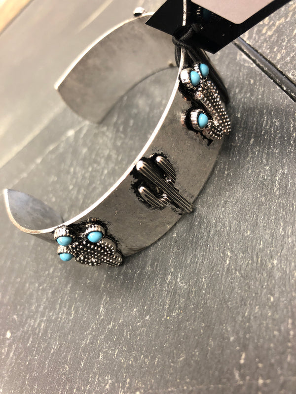 Cactus Silver Cuff Bracelet