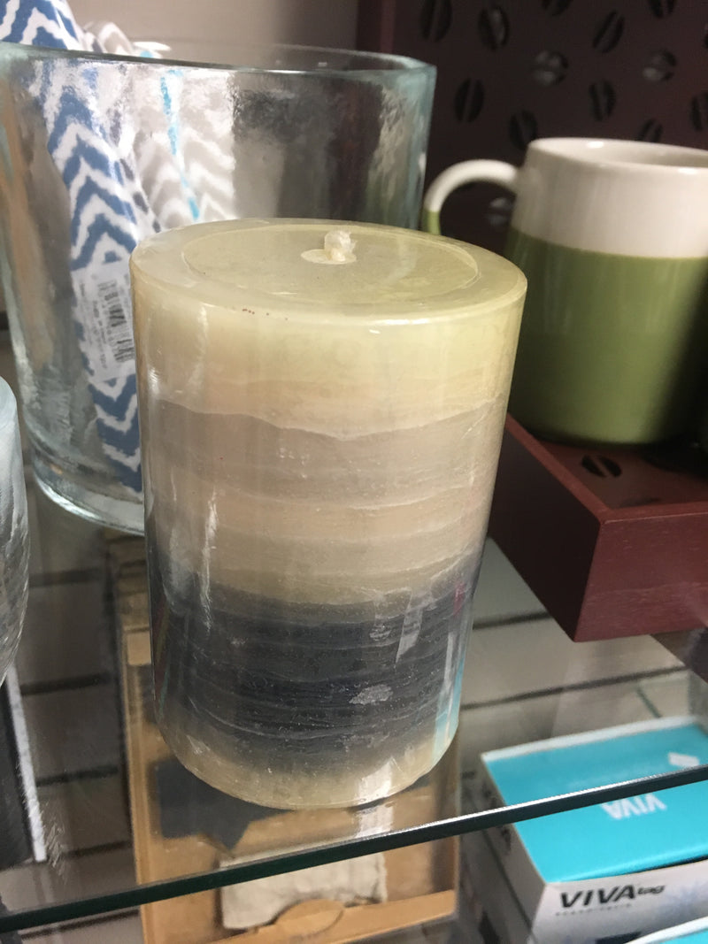 4" Scented Vanilla Striped Candle