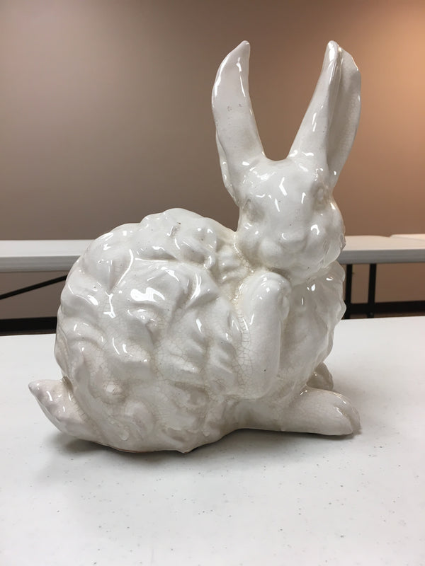 White Glazed Terracotta Bunnies - medium