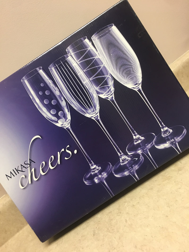 Fluted Champagne Glasses - Cheers Collections- set of 4 8oz