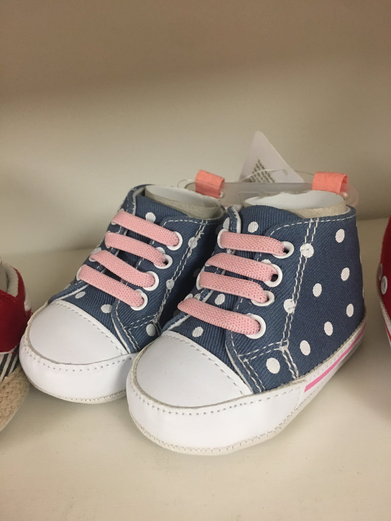 Assorted 0-6,6-12,12-18 month DeniumBlue/Pink Dot Girl Shoes