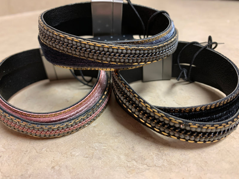Velvet and Bead Magnetic Bracelets