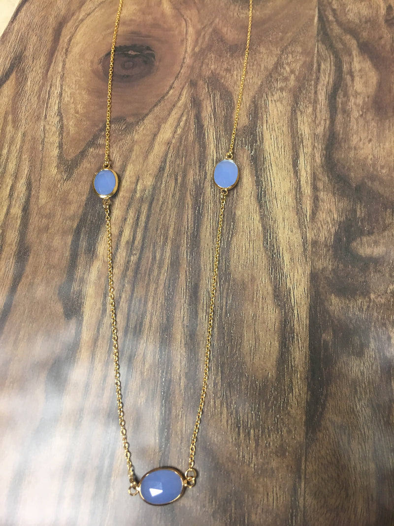 Gold and Blue Stone Necklace