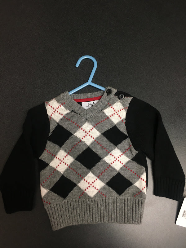 6-12 month Black/Grey Argyle Sweater